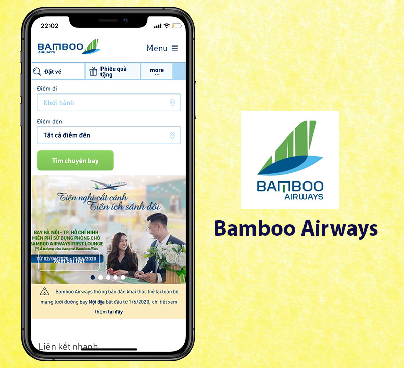 Đặt vé máy bay Bamboo Airways dễ dàng với ứng dụng di động