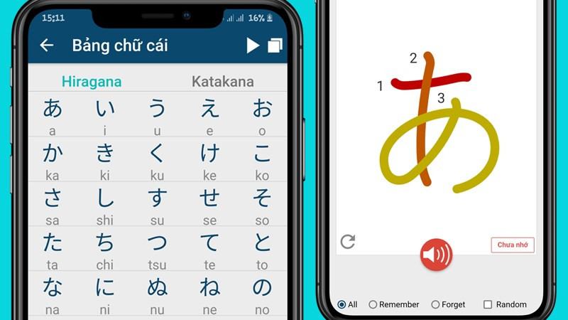 Hỗ trợ đầy đủ 2 bảng chữ Hiragana và Katakana