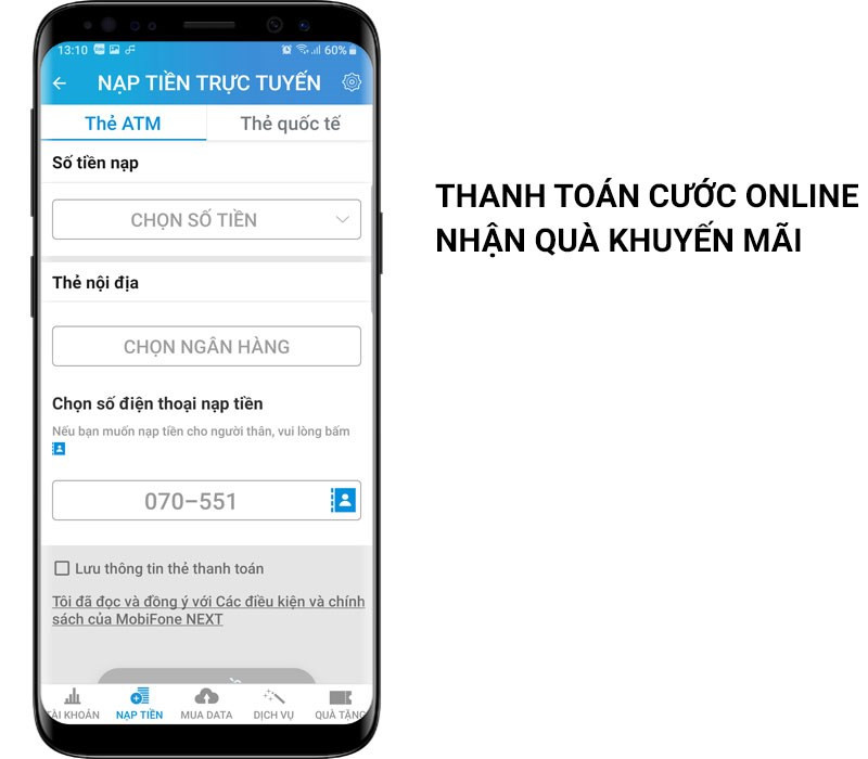 Hỗ trợ thanh toán cước online, nhận quà khuyến mãi