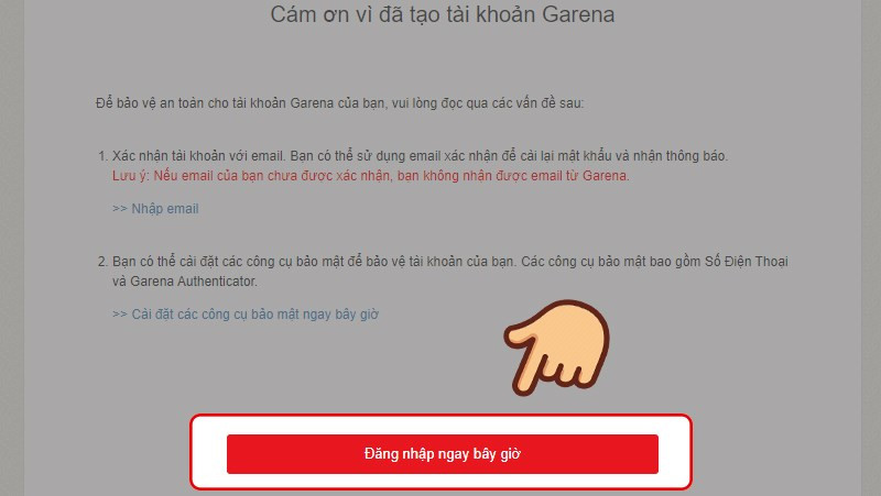 Hướng dẫn đăng ký tài khoản Garena trên web 9