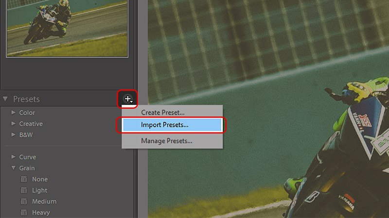 Import preset Lightroom trên máy tính