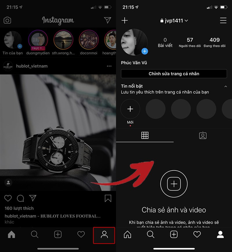 Instagram interface on a phone