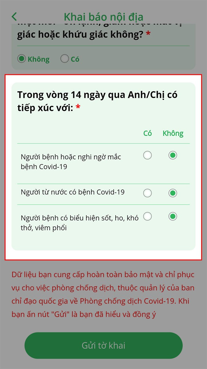 Khai báo tiếp xúc