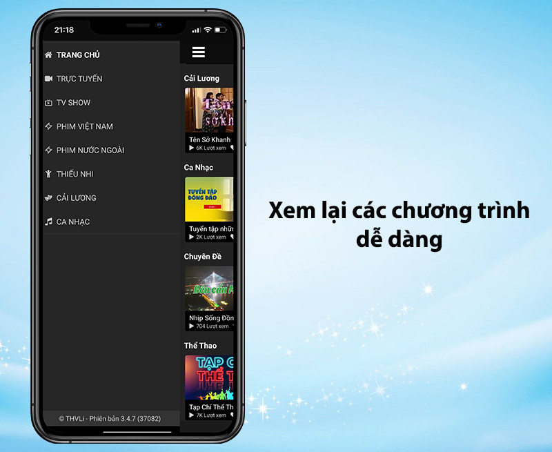 Kho phim đa dạng trên ứng dụng THVLi