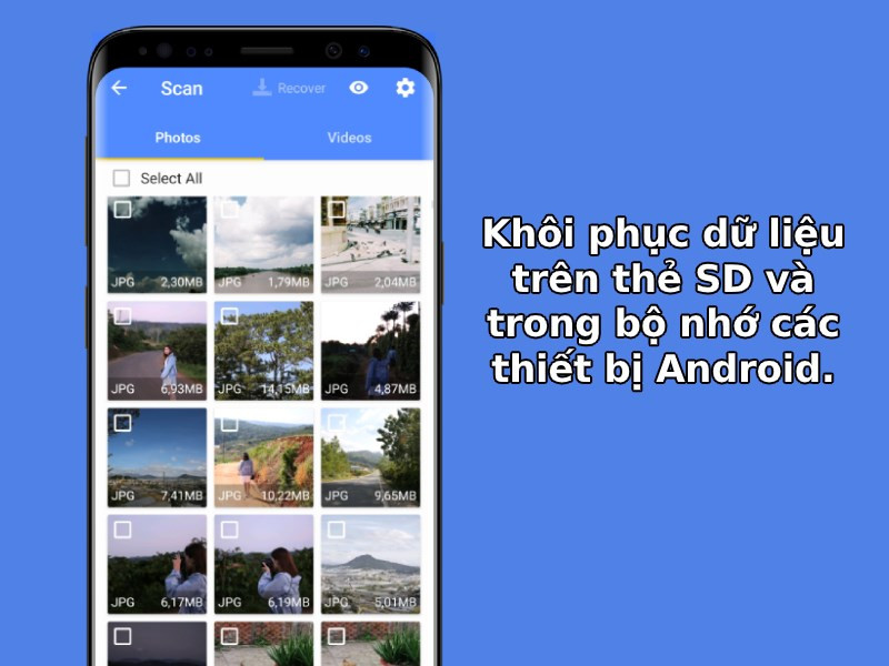 Khôi phục dữ liệu trên thẻ SD và trong bộ nhớ các thiết bị Android.