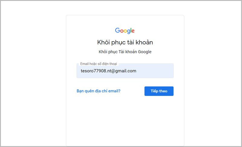 Khôi phục tài khoản Gmail