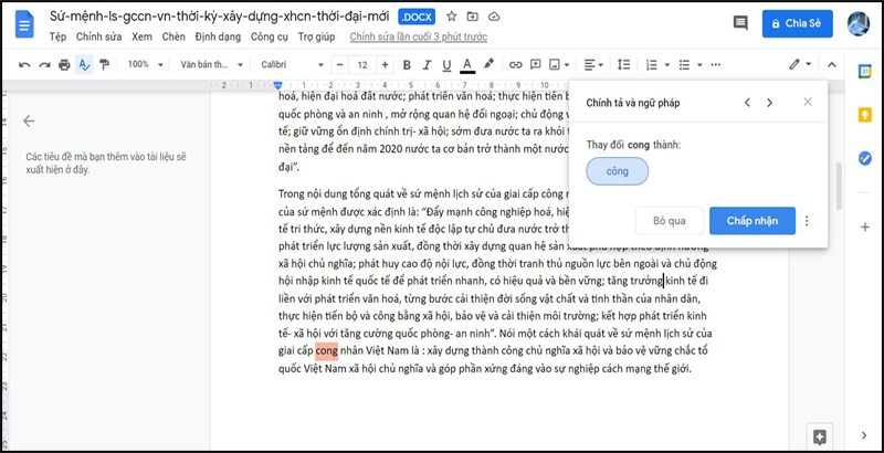 Kiểm tra chính tả với Google Docs