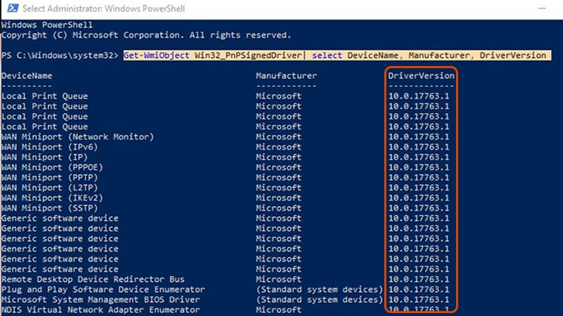 Kiểm tra driver bằng PowerShell