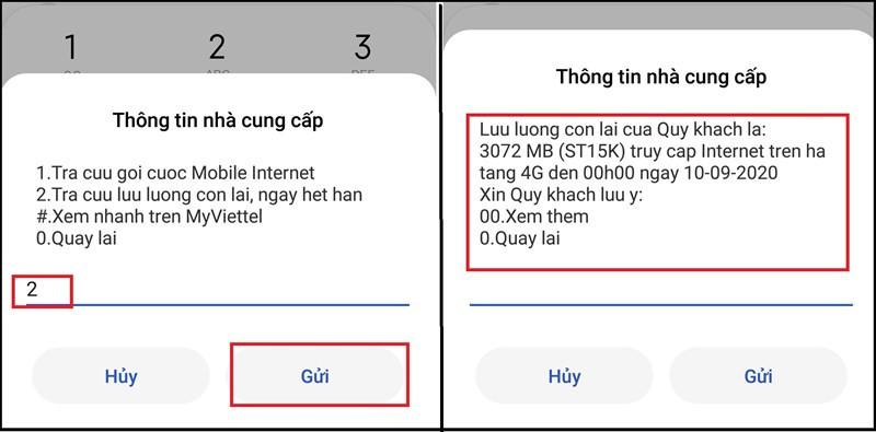 Kiểm tra dung lượng data