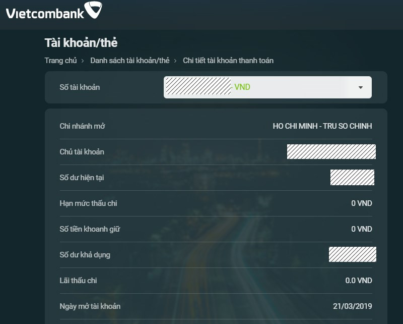 Kiểm tra số tài khoản Vietcombank trên máy tính