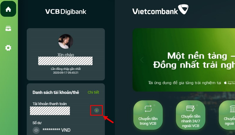 Kiểm tra số tài khoản Vietcombank trên máy tính