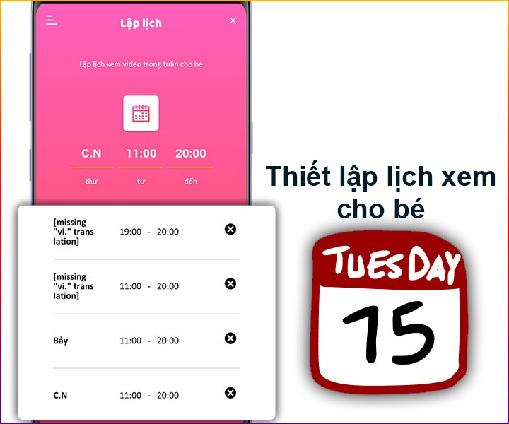  Lập ra thời gian biểu cho b&eacute; ngay tr&ecirc;n ứng dụng POPS Kids
