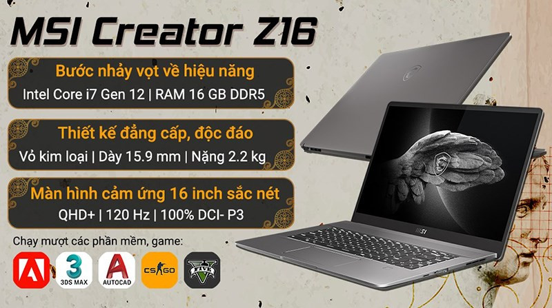 Laptop MSI Creator Z16 A12UET i7 12700H