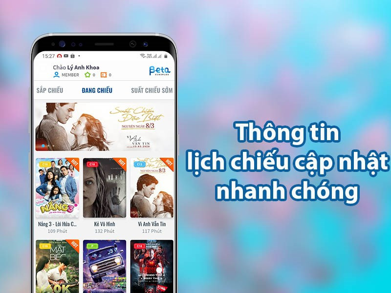 Lịch chiếu phim trên ứng dụng Beta Cineplex