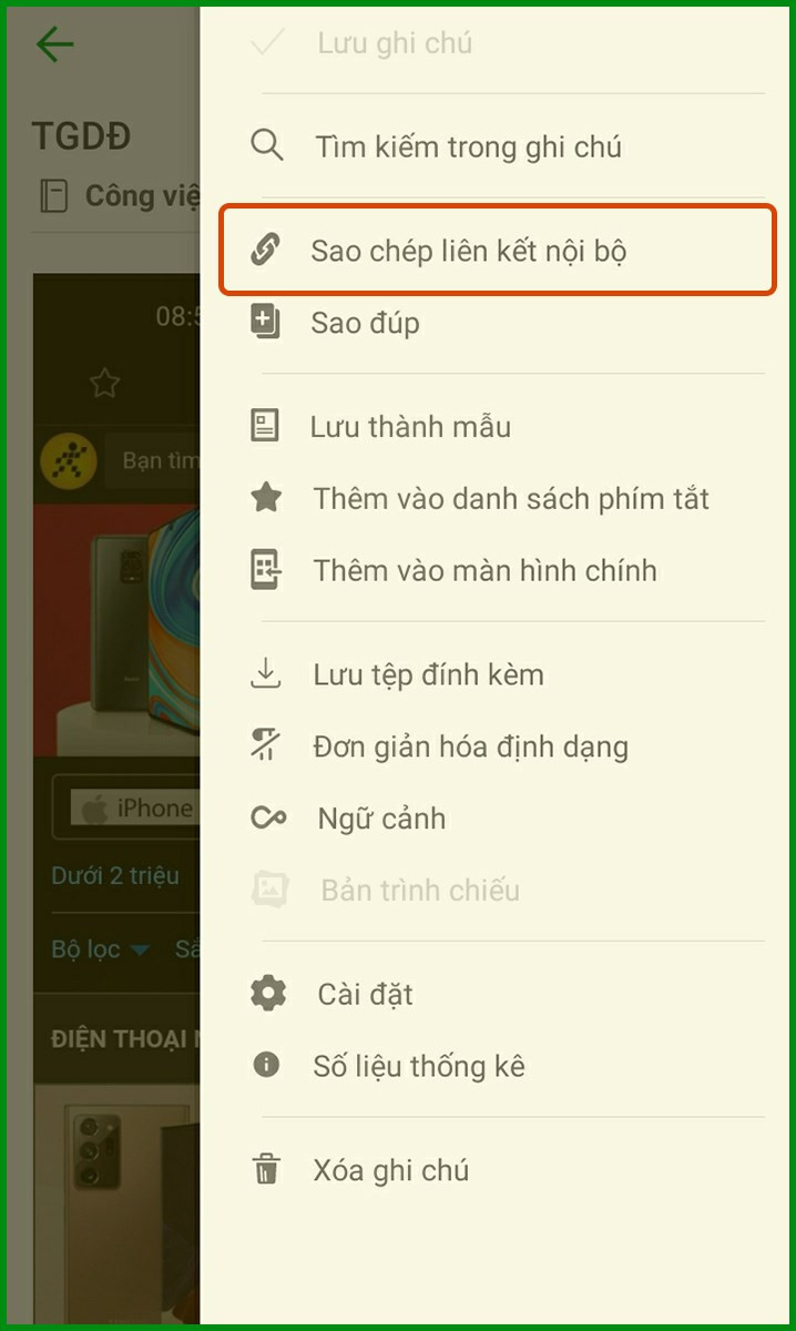 Liên kết giữa các ghi chú Evernote