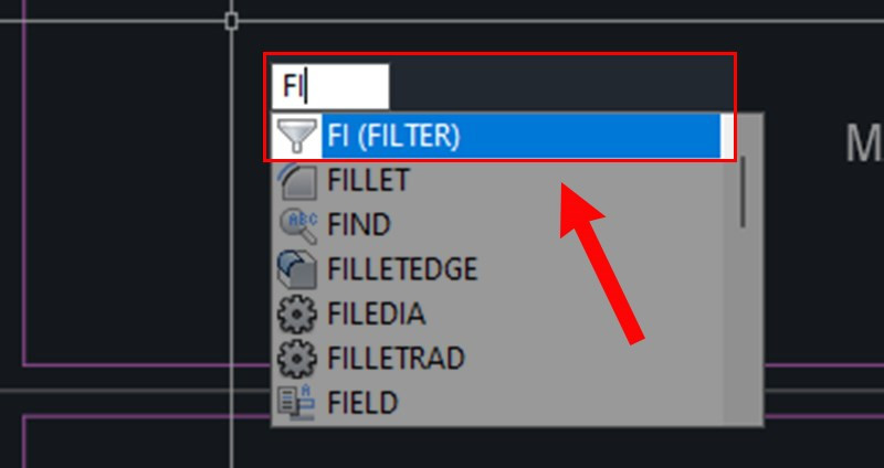 Lọc theo đối tượng mẫu trong AutoCAD