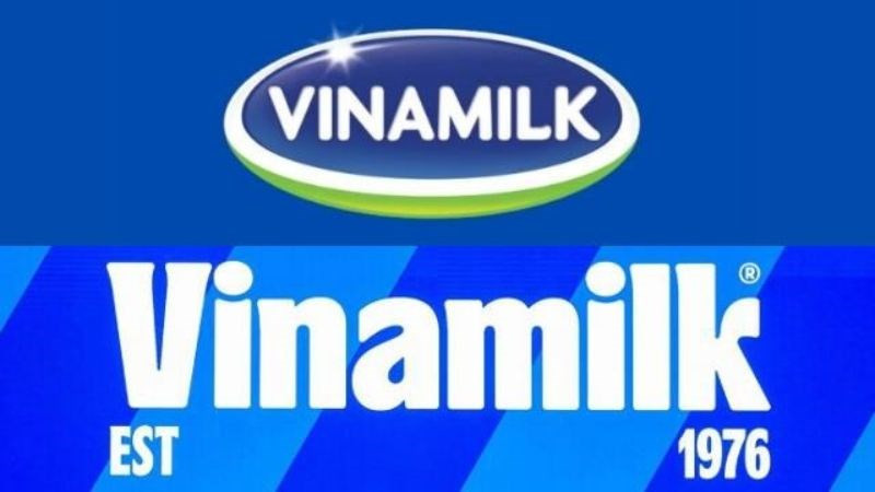 Logo Vinamilk cũ (trên) và Logo Vinamilk mới (dưới)