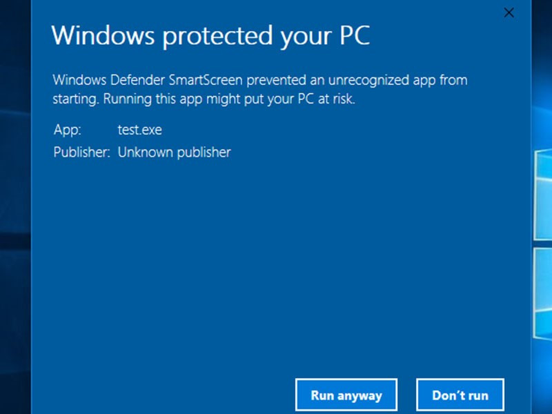 Lỗi Windows protected your pc 