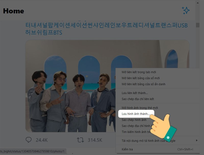Lưu ảnh trên Twitter về máy tính