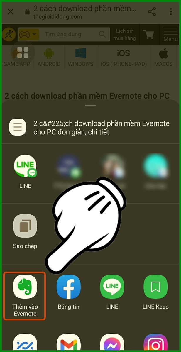 Lưu nội dung trang web với Evernote