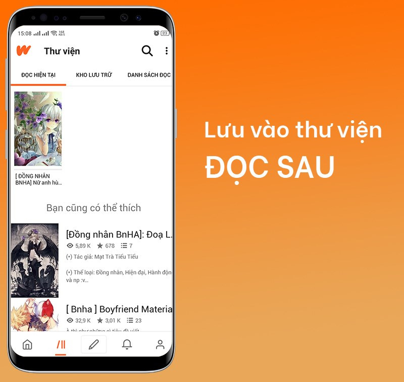 Lưu truyện vào thư viện cá nhân trên Wattpad