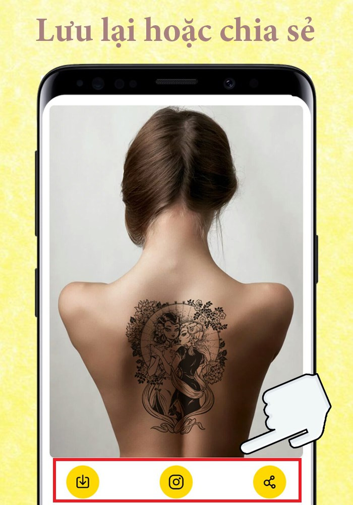 Lưu và chia sẻ hình xăm với Tattoo Maker