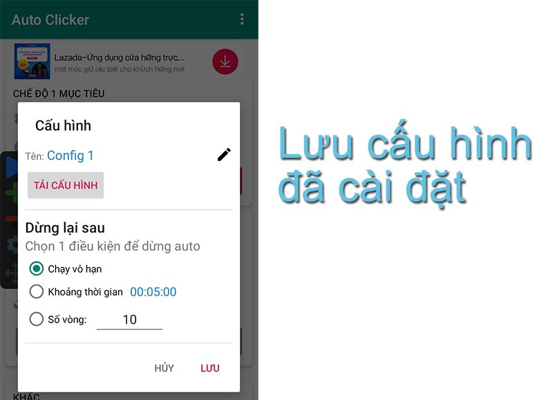 Lưu và tải cấu hình Auto Click