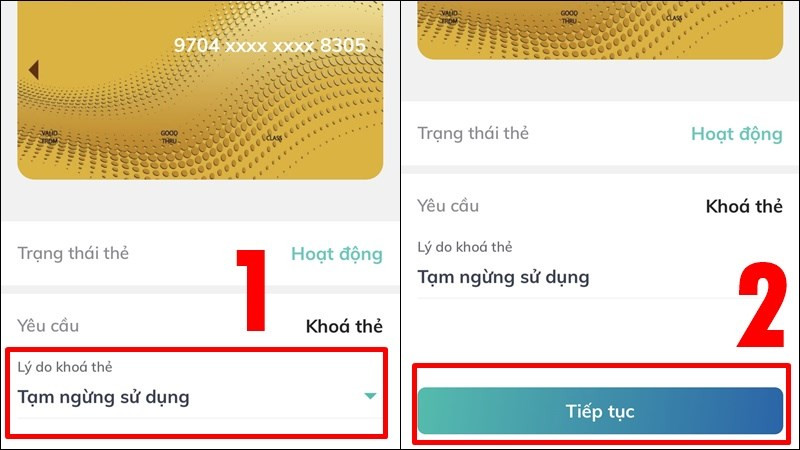 Lý do khóa thẻ