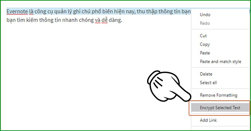 Mã hóa văn bản trong Evernote