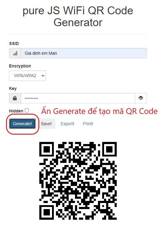 Mã QR code chứa thông tin wifi