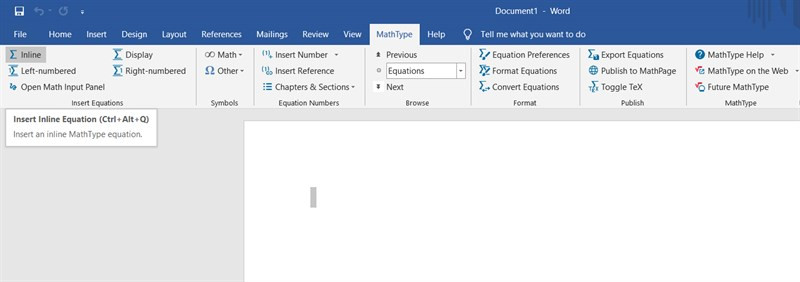 MathType đã xuất hiện trong Word
