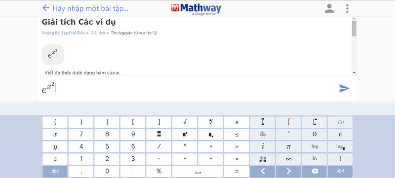 mathway.com - Tính nguyên hàm online nhanh, chính xác