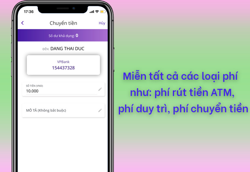 Miễn phí nhiều loại phí