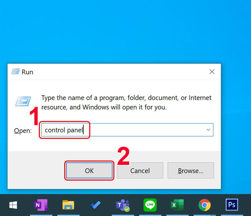 Mở Control Panel bằng lệnh Run