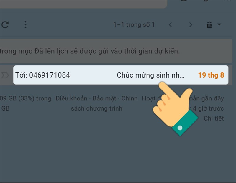 Mở email đã lên lịch