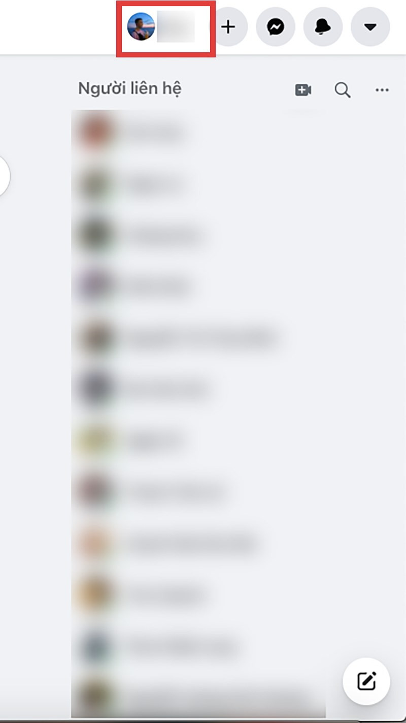 Mở Facebook trên máy tính, nhấn vào ảnh đại diện