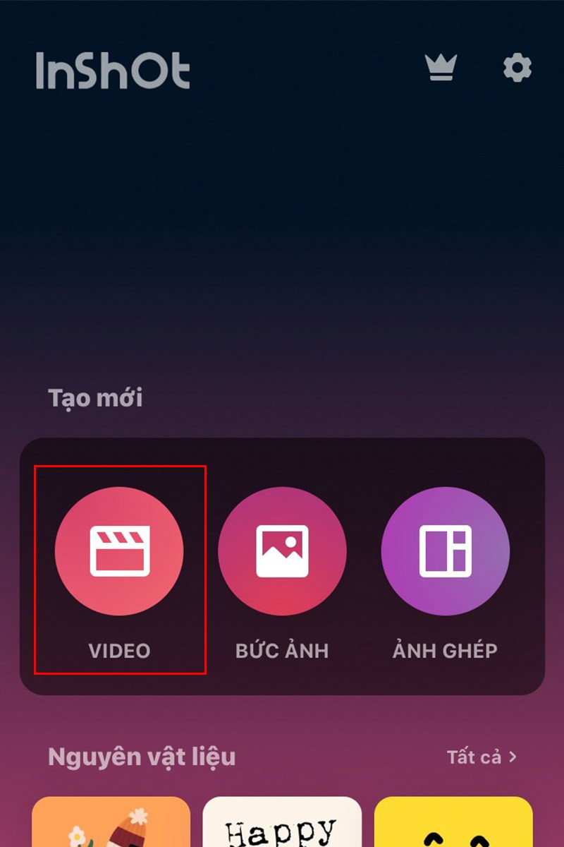 Mở InShot và chọn video