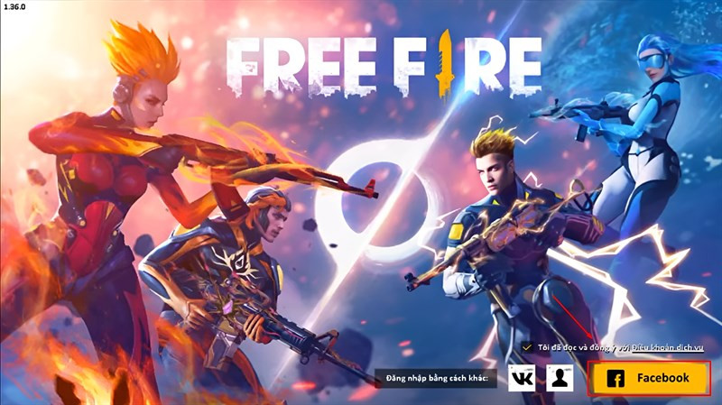 Mở lại Free Fire và đăng nhập lại bằng hình thức Facebook