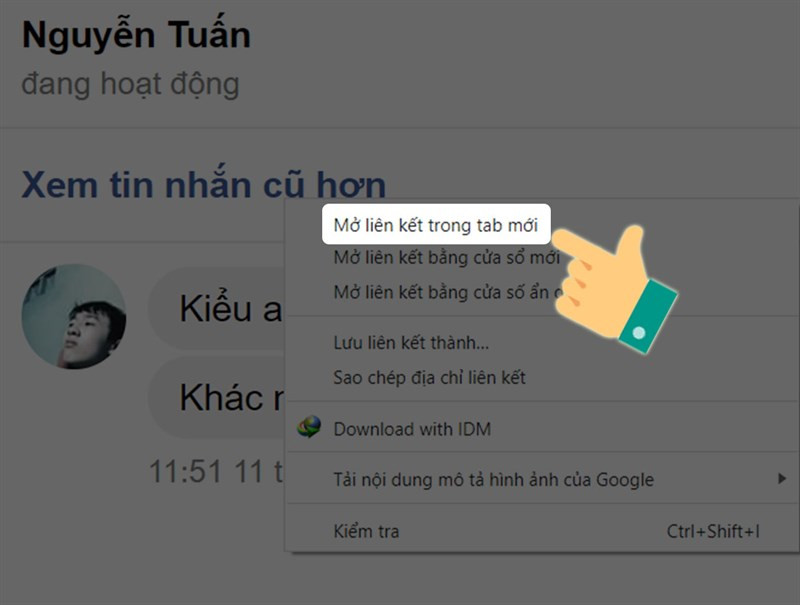 Mở liên kết trong tab mới