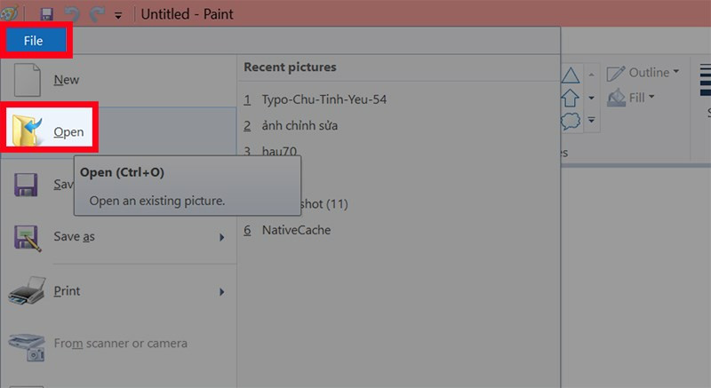 Mở Paint và chọn ảnh