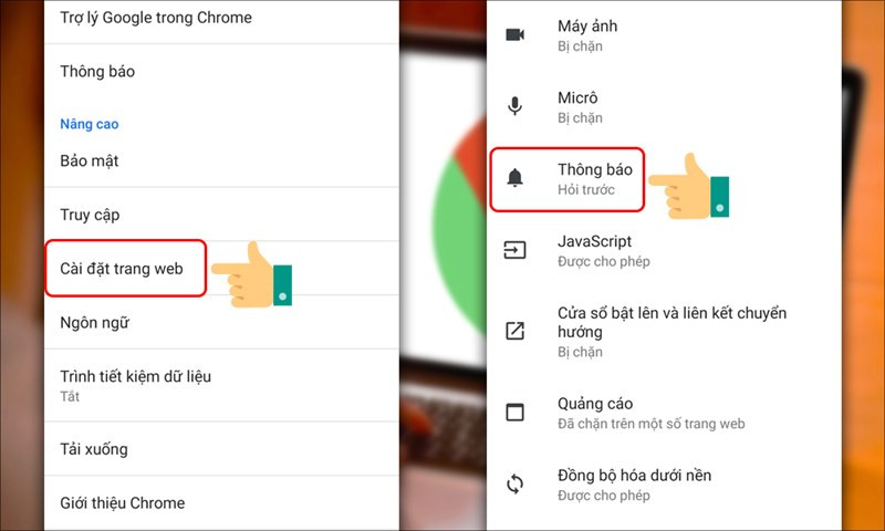 Mô tả hình ảnh: Cài đặt trang web trên Chrome điện thoại