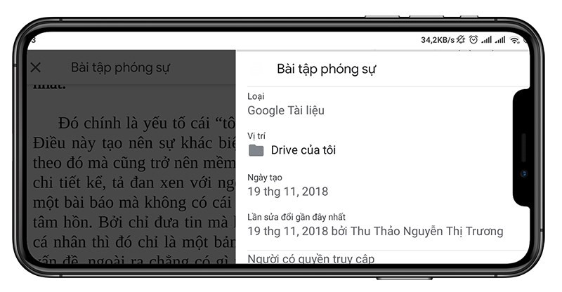 Mở t&agrave;i liệu, nhấn v&agrave;o biểu tượng 3 chấm g&oacute;c tr&ecirc;n b&ecirc;n tr&aacute;i để xem lịch sử hoạt động