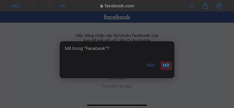 Mở ứng dụng Facebook