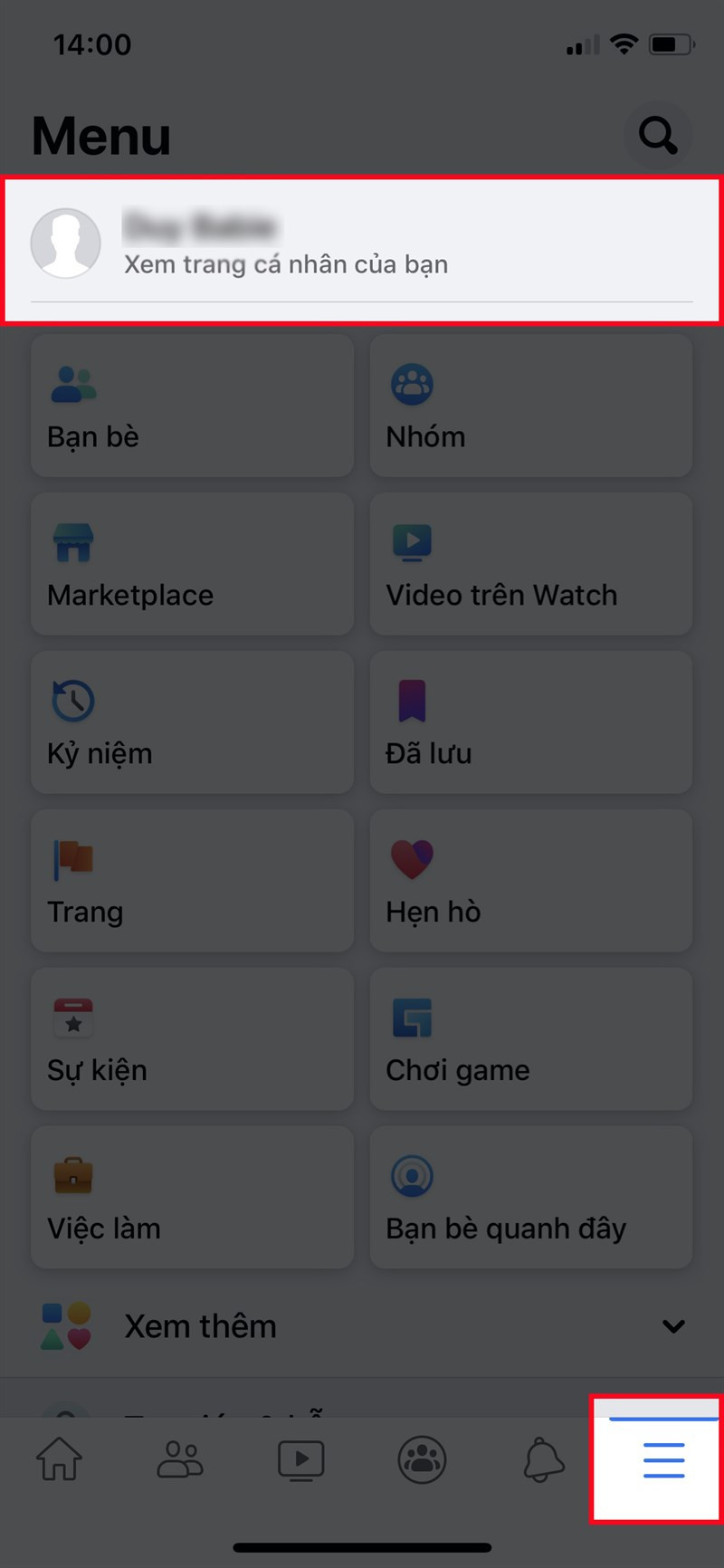Mở ứng dụng Facebook và tìm đến trang cá nhân