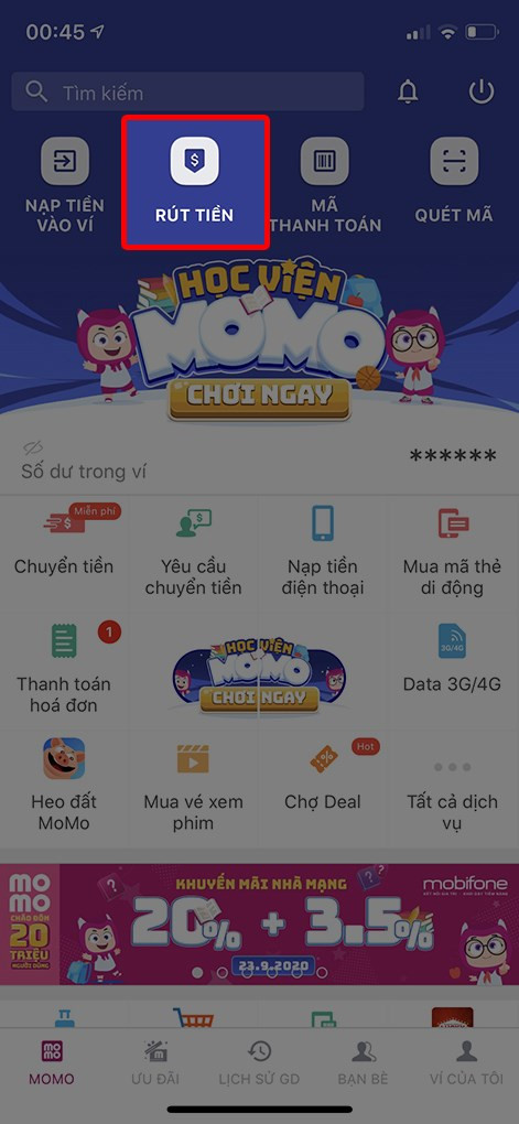 Mở ứng dụng MoMo