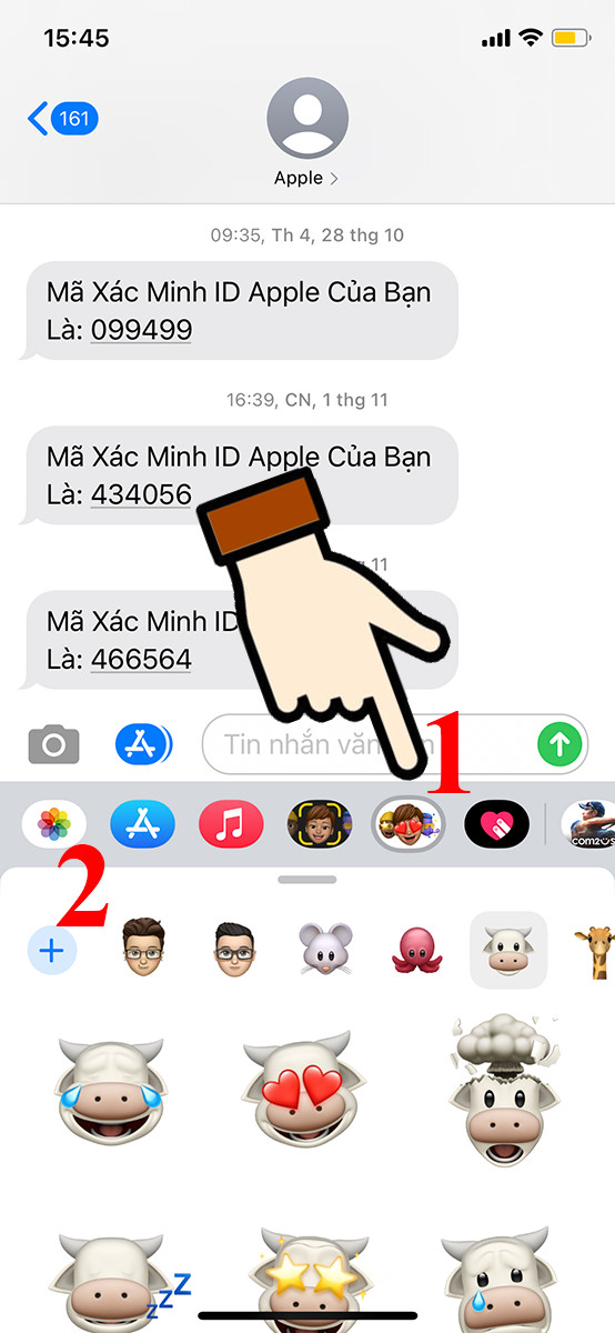 Mở ứng dụng Tin nhắn và chọn biểu tượng Memoji