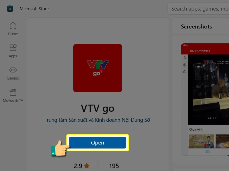 Mở ứng dụng VTV Go