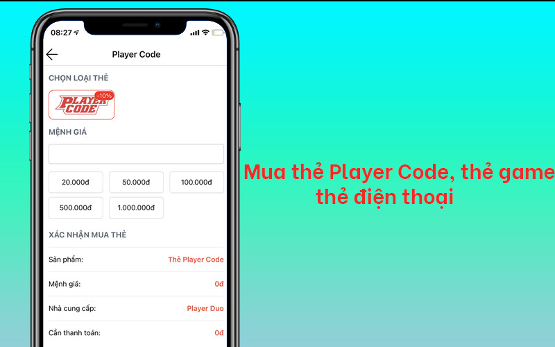 Mua thẻ Player Code, thẻ game, thẻ đi&ecirc;̣n thoại