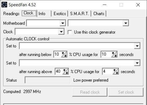 Mục Clock hỗ trợ khả năng BUS máy tính