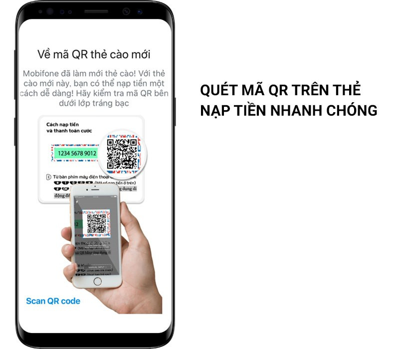 Nạp card điện thoại nhanh với tính năng quét mã nạp tiền bằng camera